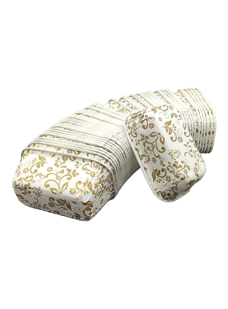 CAKE DECOR CAKE DECOR 10 Pcs Small White Golden Leaf Design Bake and Serve Plum Cake Mold - Image 3