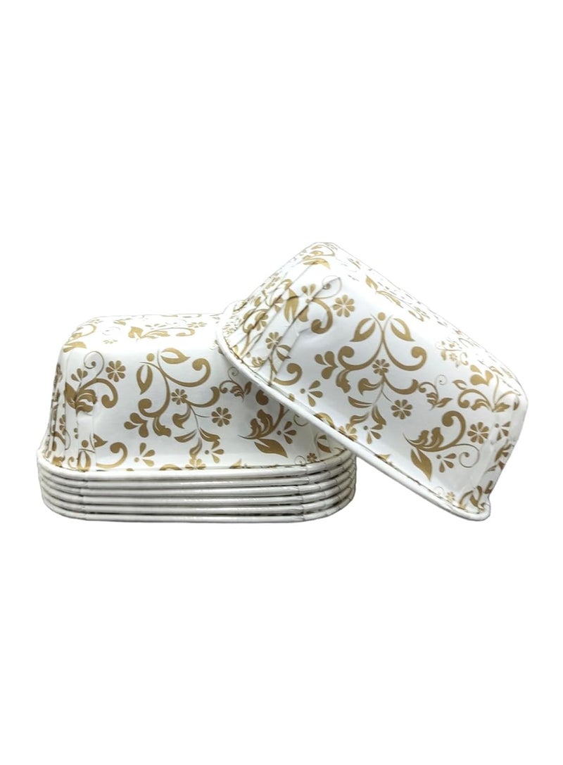 CAKE DECOR CAKE DECOR 10 Pcs Small White Golden Leaf Design Bake and Serve Plum Cake Mold - Image 1