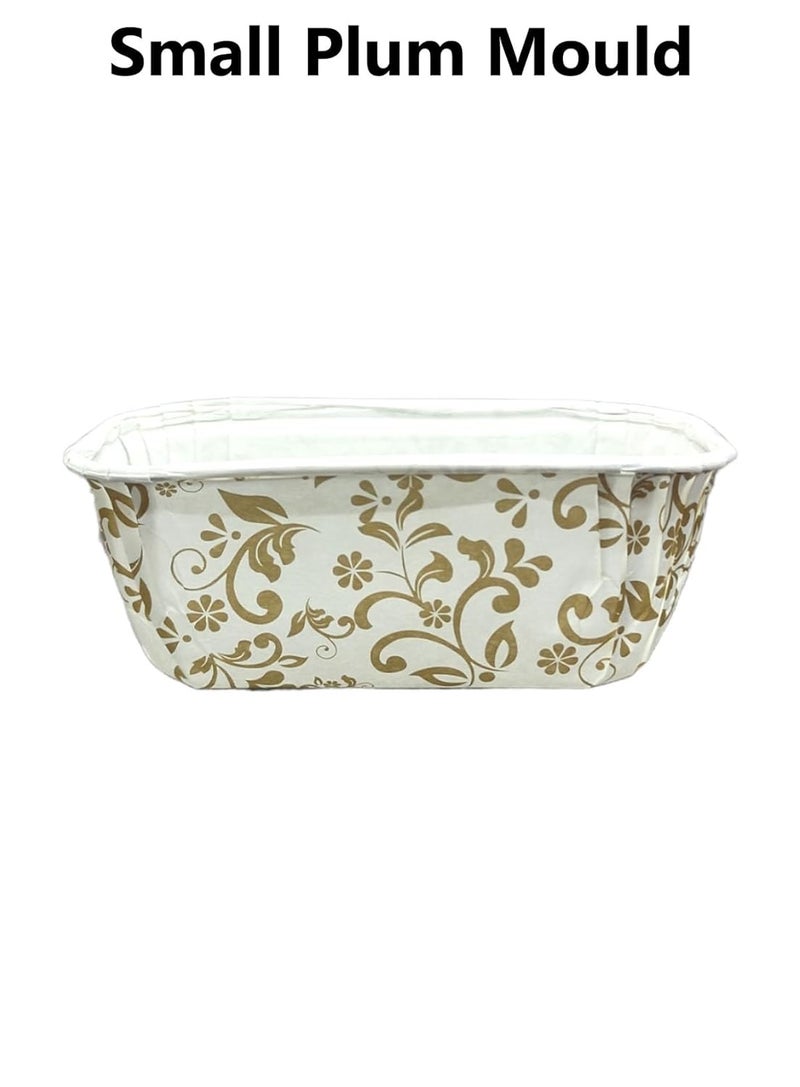 CAKE DECOR CAKE DECOR 10 Pcs Small White Golden Leaf Design Bake and Serve Plum Cake Mold - Image 2