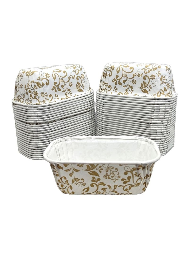 CAKE DECOR CAKE DECOR 10 Pcs Small White Golden Leaf Design Bake and Serve Plum Cake Mold - Image 4