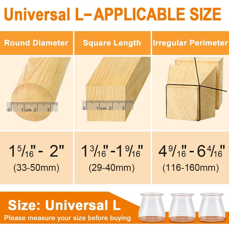 VIUME 32 Pcs VIUME Chair Leg Floor Protectors for Hardwood Floors Silicone Covers to Protect Wood Tile Floors Scratches Felt Pads Furniture Leg Caps Reduce Noise (Fit:1.3"-2") - Image 5