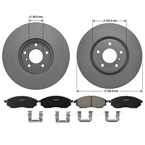 Goodyear Anti Ox Polished Front Brake Kits Rotors & Ceramic Pads For INFINITI,Nissan & More PRK68818F - Image 3