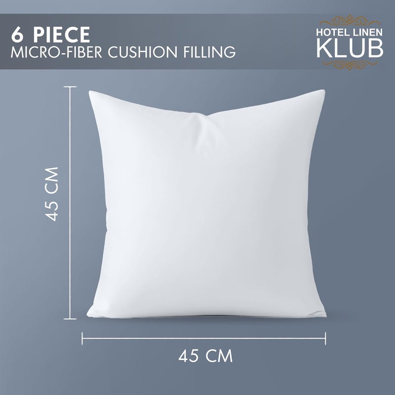 Pack of 6 Cushion Fillers – Outer Cover :Microfiber Supersoft Fabric, 400grams Soft Fiber Filling, Size : 45x45cm - Image 5