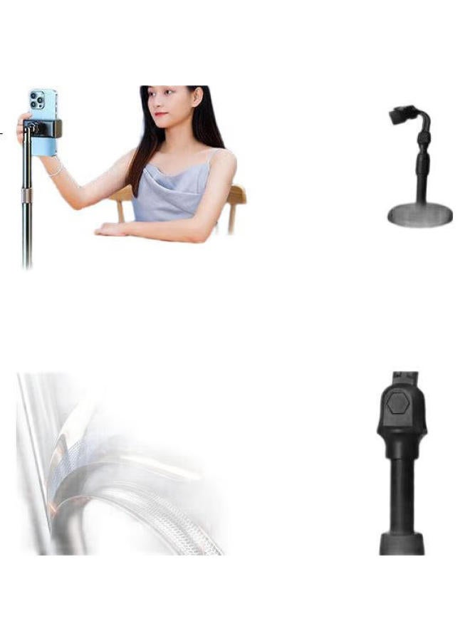 Lingchen Phone Stand Desktop Adjustable Overhead Selfie Stick Lazy Man Drama Short Video Shooting Drawing Stand 360° Rotatable Multi-Functional Metal Phone Stand - Image 2