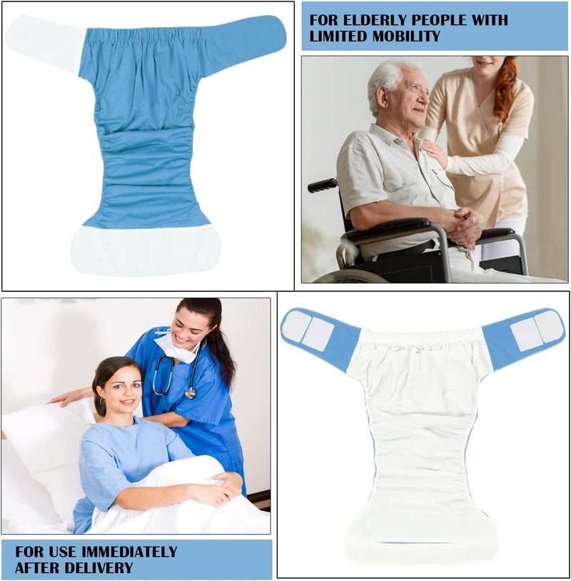FERCAISH Reusable Adult Cloth Diaper Washable and Waterproof Elderly Incontinence Protection Nappies Underwear with Maximum Absorbency for Adult Incontinence CareElderly Pregnant DisabledBlue - Image 4