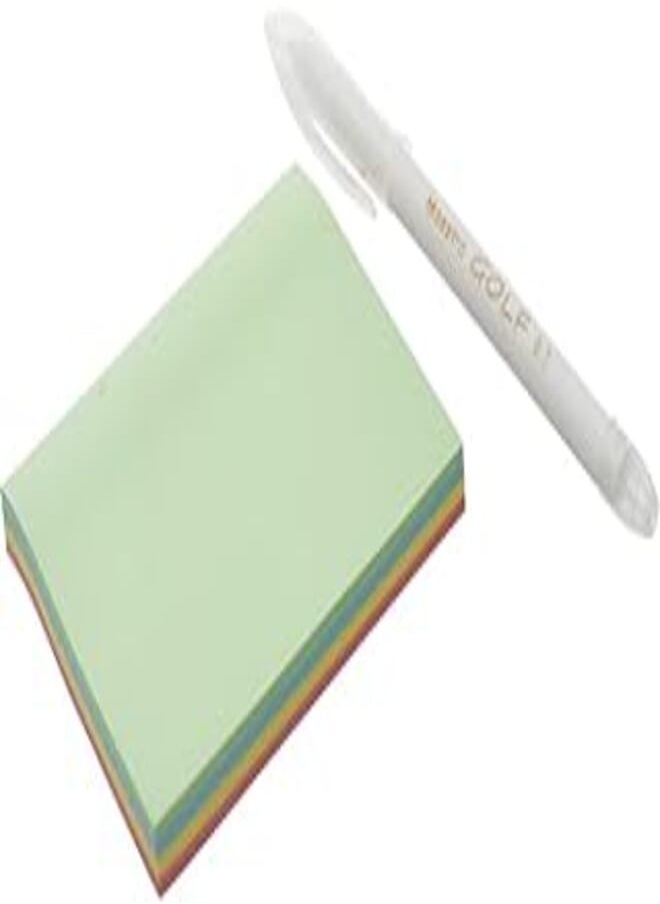 Golf Golf 9001 ball pen with sticky note include 100 sheets 3 * 4 inch 76 * 100 mm - multi color 