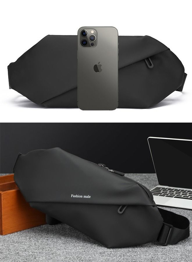 DUNISO Black Chest Bag for Men Women, Fashionable Crossbody Waist Bag Pack with Adjustable Strap, Waterproof Anti-theft Men Waist Pack Belt Bag for Travel Hiking Running Outdoors - Image 5