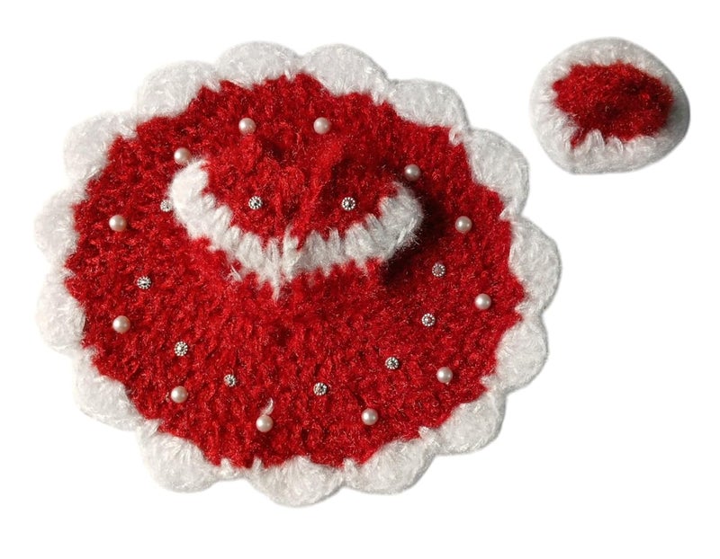 Aditya Creation Laddu Gopal Woolen Dress Fancy Dress Moti Design for Winter God Dress for Krishna Ladoo Gopal Christmas Special Poshak Red Colors Size 1 T0 3 no  - Image 1