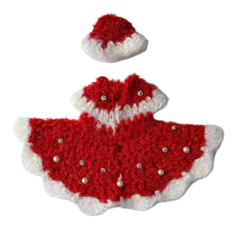 Aditya Creation Laddu Gopal Woolen Dress Fancy Dress Moti Design for Winter God Dress for Krishna Ladoo Gopal Christmas Special Poshak Red Colors Size 1 T0 3 no  - Image 5