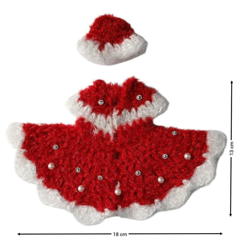 Aditya Creation Laddu Gopal Woolen Dress Fancy Dress Moti Design for Winter God Dress for Krishna Ladoo Gopal Christmas Special Poshak Red Colors Size 1 T0 3 no  - Image 4