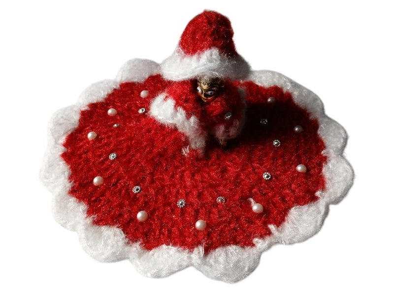 Aditya Creation Laddu Gopal Woolen Dress Fancy Dress Moti Design for Winter God Dress for Krishna Ladoo Gopal Christmas Special Poshak Red Colors Size 1 T0 3 no  - Image 3
