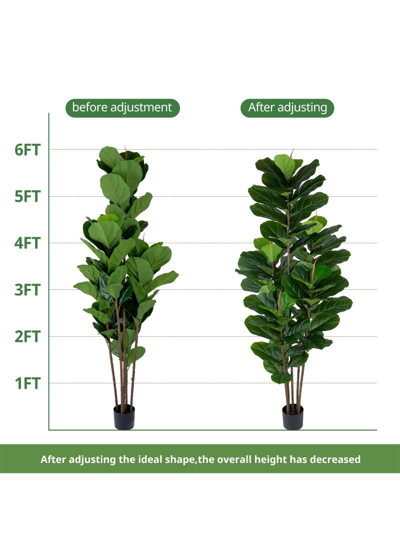 Arabest Faux Fiddle Leaf Fig Tree 6 FT - Artificial Ficus Tree with Tall Artificial Plants Large 69 Fiddle Leaves - Lifelike Fake Trees for Home Decor Living Room Indoor Outdoor - Image 5