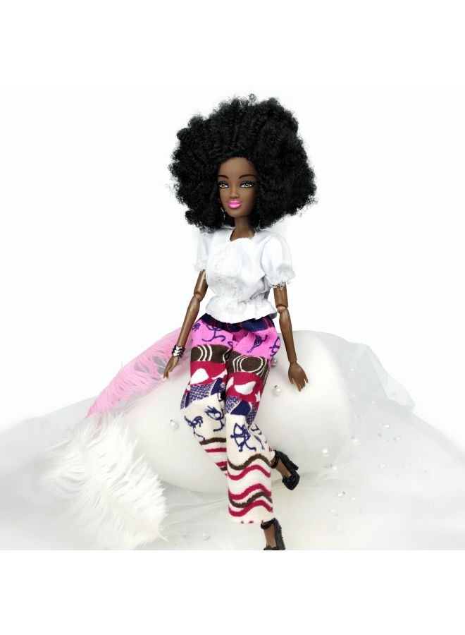 Multi-joint Black Skin African Black Doll Doll Bobby-Color:Black Lace Top Trousers - Image 1