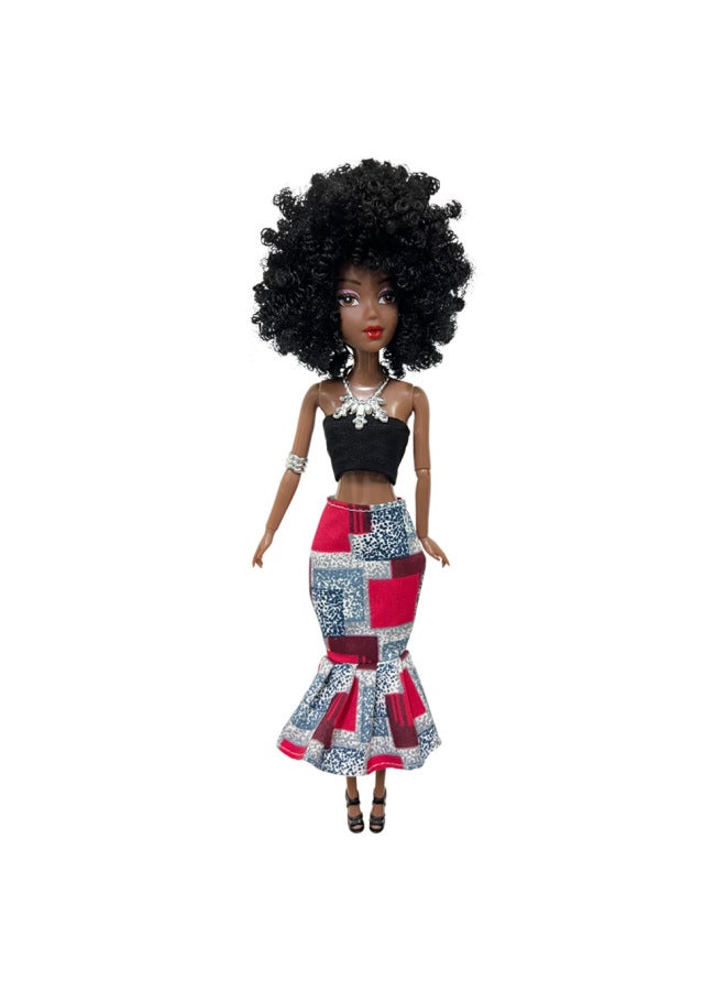 Multi-joint Black Skin African Black Doll Doll Bobby-Color:Black Lace Top Trousers - Image 3