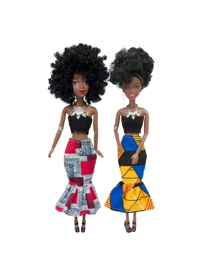 Multi-joint Black Skin African Black Doll Doll Bobby-Color:Black Lace Top Trousers - Image 2