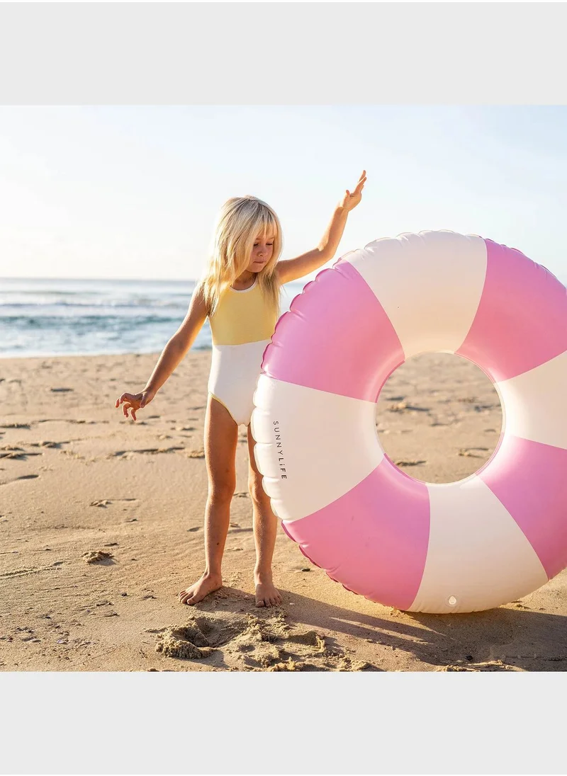 SUNNY LIFE Tube Pool Ring Bubblegum Pink Stripe