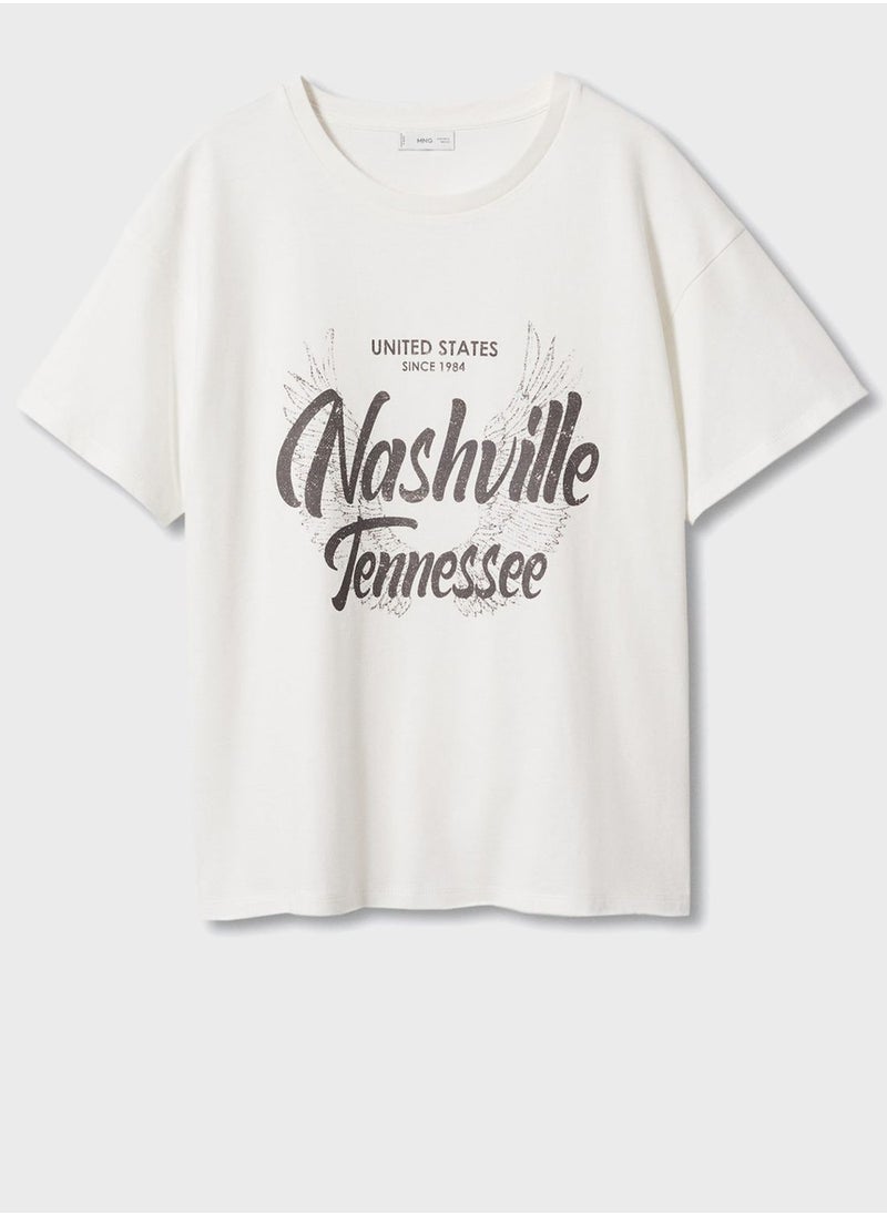 MANGO - Youth Slogan Print T-Shirt - Image 1