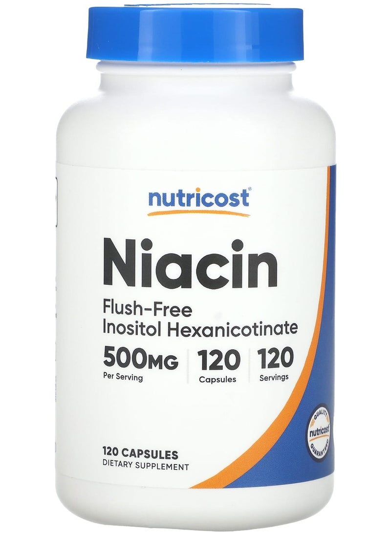 Nutricost Niacin, Flush-Free, 500 mg, 120 Capsules