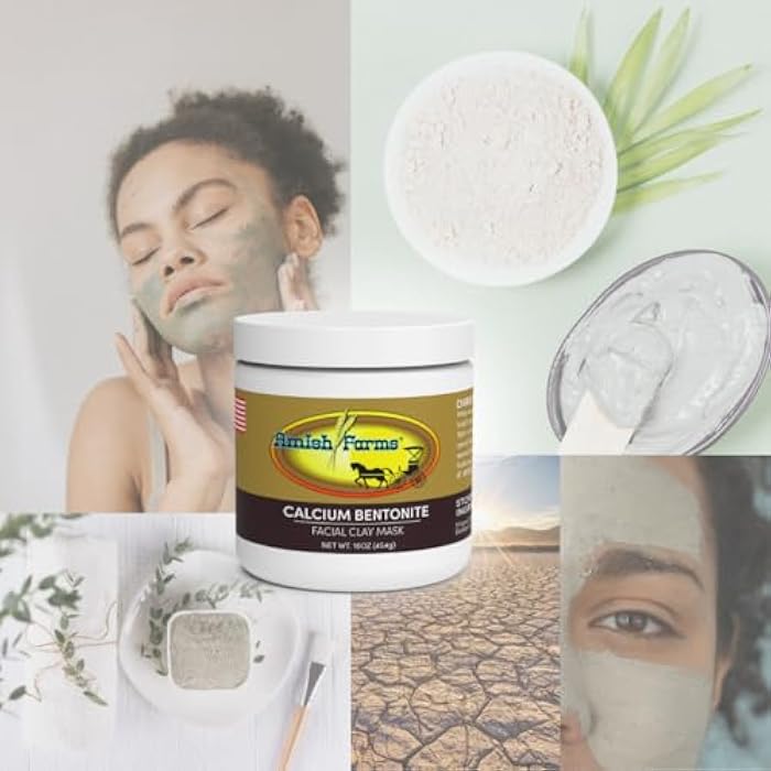 Amish Farms Facial Clay Mud Mask w/All Natural Calcium Bentonite Clay for Oily Skin | Women & Mens Face & Body Clay | 16 Ounce Each | Made in USA - Image 5