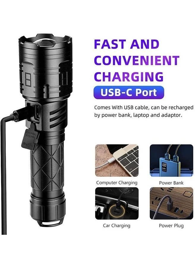 Y&D LED Rechargeable Super Bright Tactical Flashlight, 90000 High Lumen,XHP160 Zoom Waterproof 5 Modes Best for Hiking Hunting Camping  - Image 1