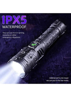 واي آند دي مصباح يدوي تكتيكي فائق السطوع LED قابل لإعادة الشحن ، 90000 لومن عالي XHP160 زووم مقاوم للماء 5 أوضاع أفضل للتنزه والصيد والتخييم  - Image 3