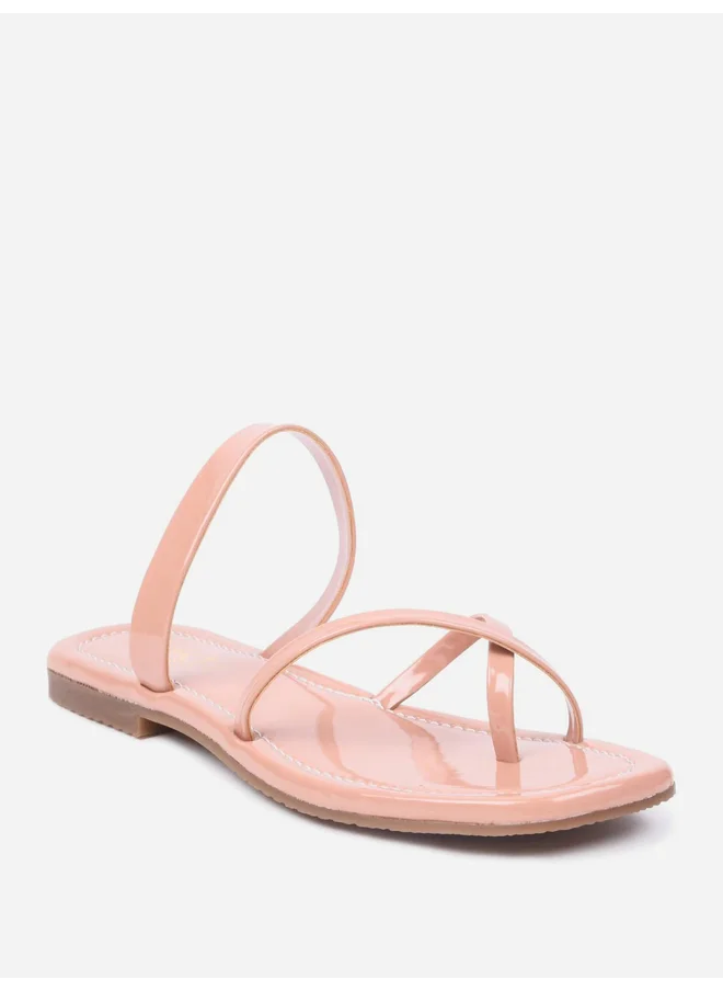 GNIST GNIST Plain Cross Toe Strappy Flat Sandals
