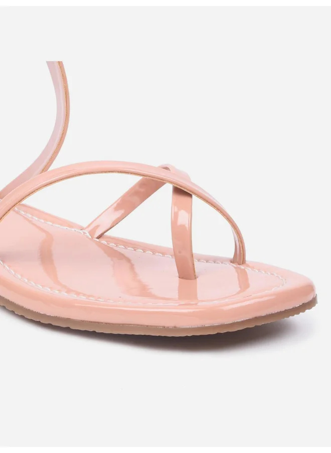 GNIST GNIST Plain Cross Toe Strappy Flat Sandals