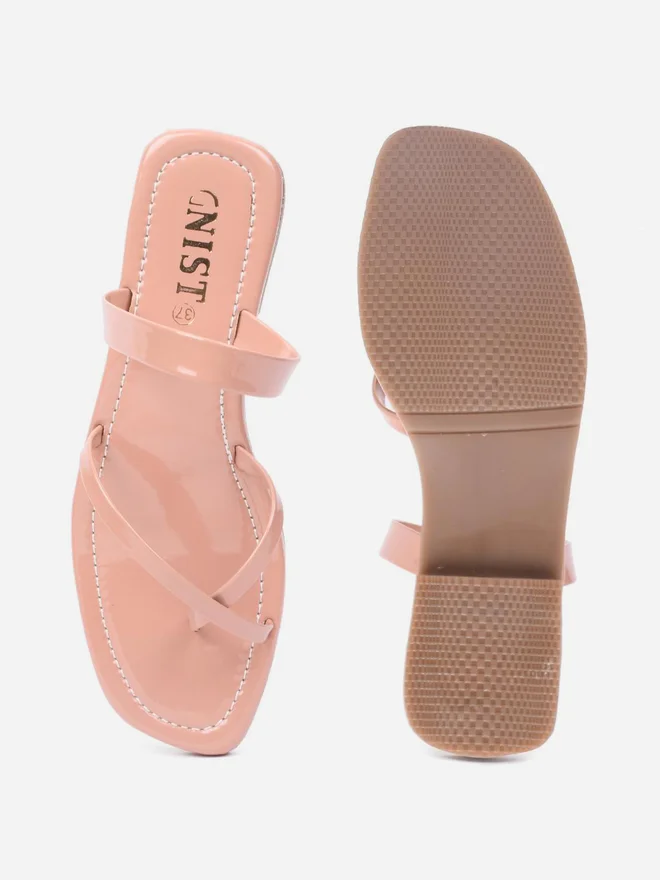 GNIST GNIST Plain Cross Toe Strappy Flat Sandals
