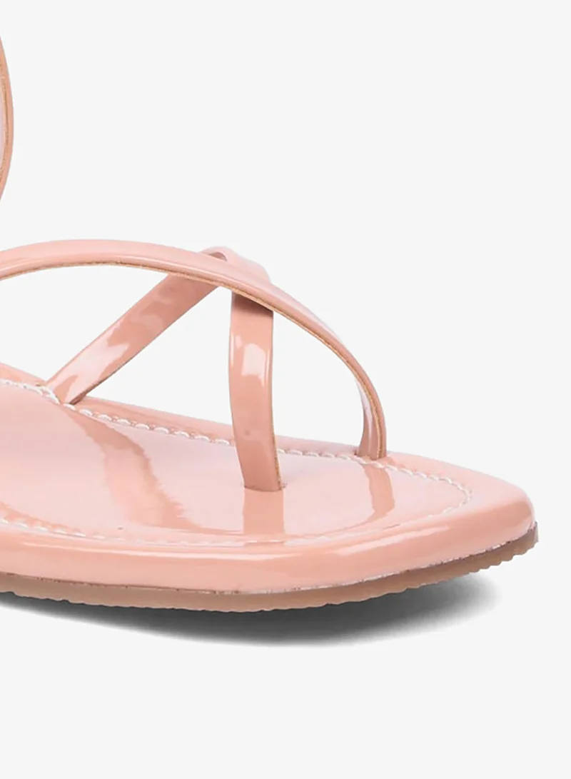 GNIST GNIST Plain Cross Toe Strappy Flat Sandals