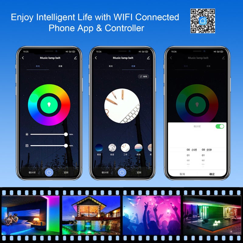 شرائط إضاءة LED RGB 5 متر 150 مصباحًا LED - شرائط إضاءة LED الذكية خالية من الوميض ومحمية للعين لتزيين المنزل والغرفة والنظام المعيشي والحفلات - Image 5