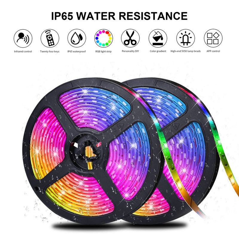 شرائط إضاءة LED RGB 5 متر 150 مصباحًا LED - شرائط إضاءة LED الذكية خالية من الوميض ومحمية للعين لتزيين المنزل والغرفة والنظام المعيشي والحفلات - Image 3