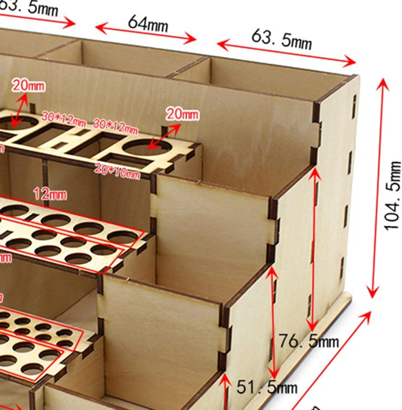 كلاراكو حامل فرش طلاء خشبي، خزانة تخزين طلاء هوايات، رف طلاء معياري لأدوات النمذجة، أدوات فنية، مجموعة طلاء مصغرة - ب - Image 3