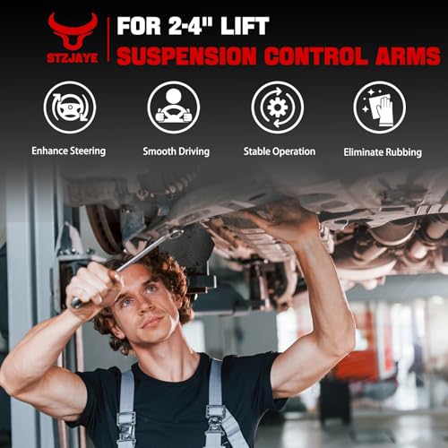 STZJAYE 2-4inch Upper Control Arms Compatible with 2001-2010 Chevy Silverado 2500 HD/3500HD, 2 to 4" Lift Front Suspension Control Arm Kits for 2001-2010 Sierra 2500 HD/3500 HD, for 2003-2009 Hummer H2 - Image 3