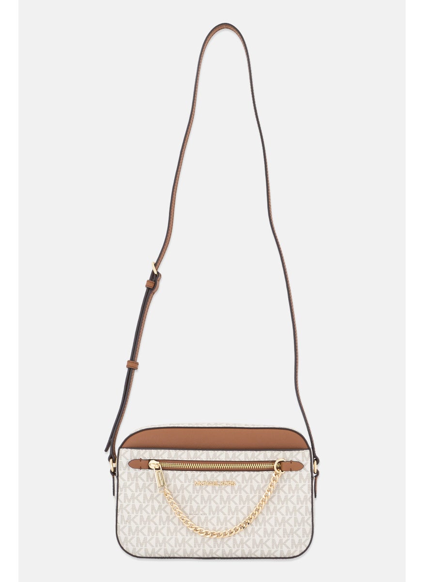 Michael Kors Women Brand Logo Crossbody Bag 16 H x 24 L x 5,5 W cm, Cream  - Image 1