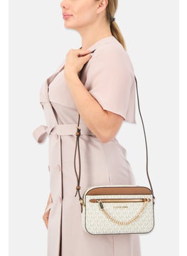 Michael Kors Women Brand Logo Crossbody Bag 16 H x 24 L x 5,5 W cm, Cream  - Image 2