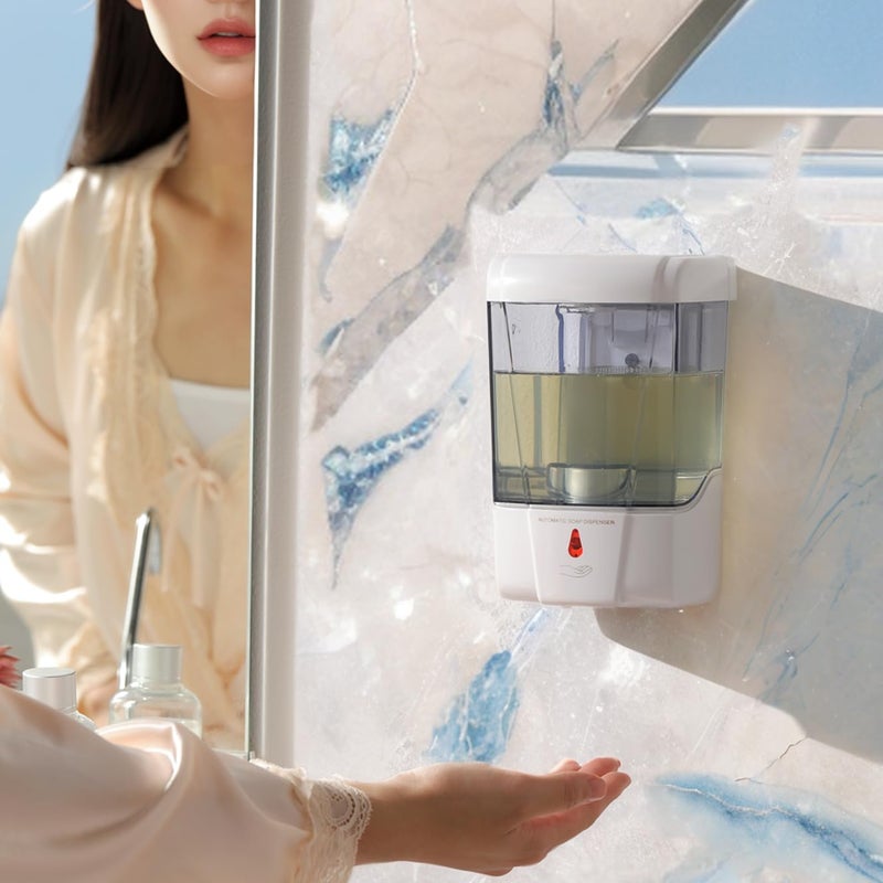 PLUSSEN Automatic Sensor Soap Dispenser Wall Mount, Touchless Induction Hand Sanitizer Dispenser for Bathroom with Gel or Liquid, 20Oz - Image 1