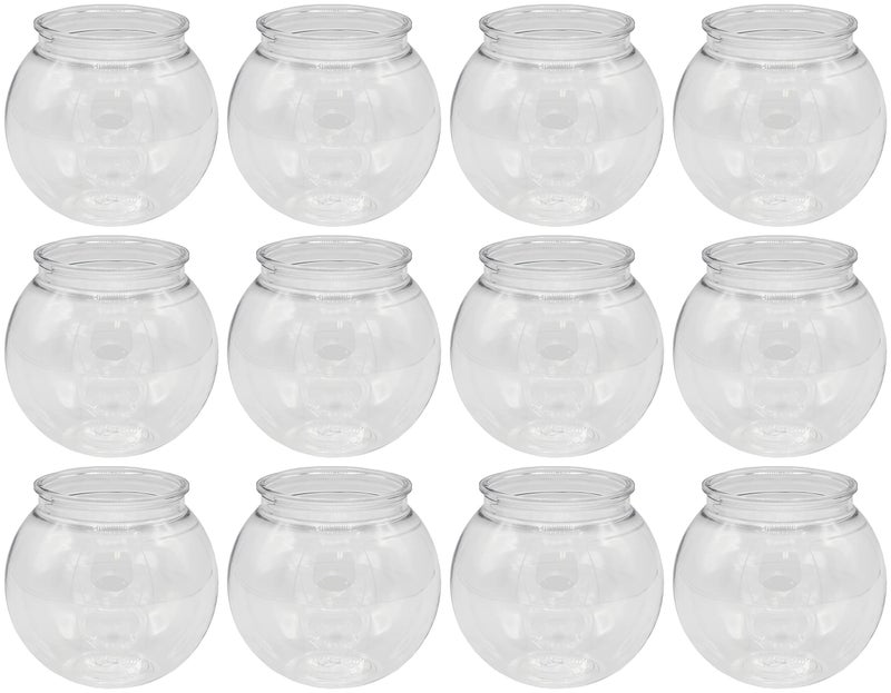 Creative Hobbies - 12 Pack - 4 Inch (100mm) Ivy Bowls Clear Plastic Shatterproof - Great For Fishbowl  Carnival Games  Candy  Party Favors  Table Centerpieces  Vase  Drinks - Image 1