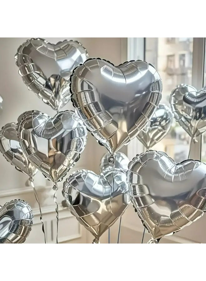 Kandid عبوة 10 من بالونات فويل على شكل قلب 18 بوصة، بألوان مختلطة، لعيد الحب، عيد الميلاد، الزفاف، الذكرى السنوية، الخطوبة، زينة الحفلات، بالونات من فيلم الألمنيوم - Image 1
