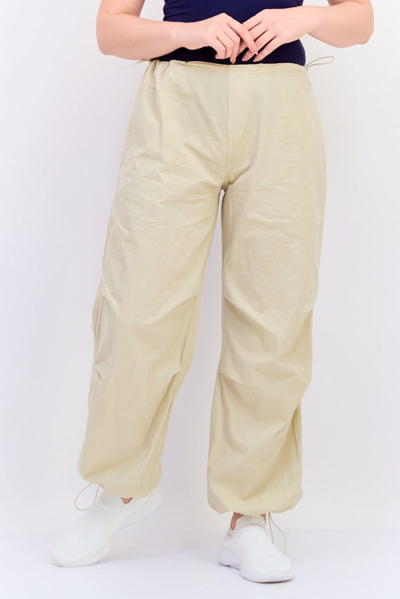 KOTON Women Regular Fit Solid Jogger Pants, Tan - Image 1