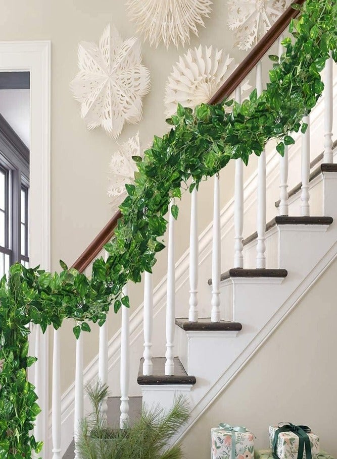 BELLSBERRY 12 Pcs Artificial Ivy Vines Hanging Green Leaf Garland for Indoor & Outdoor Decorative Use - Image 4