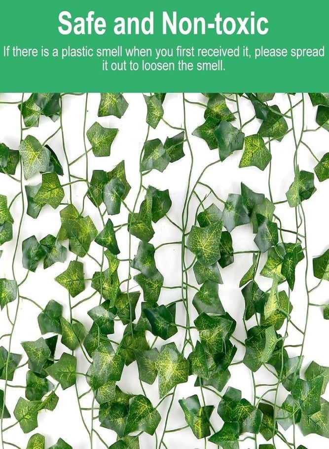 BELLSBERRY 12 Pcs Artificial Ivy Vines Hanging Green Leaf Garland for Indoor & Outdoor Decorative Use - Image 2