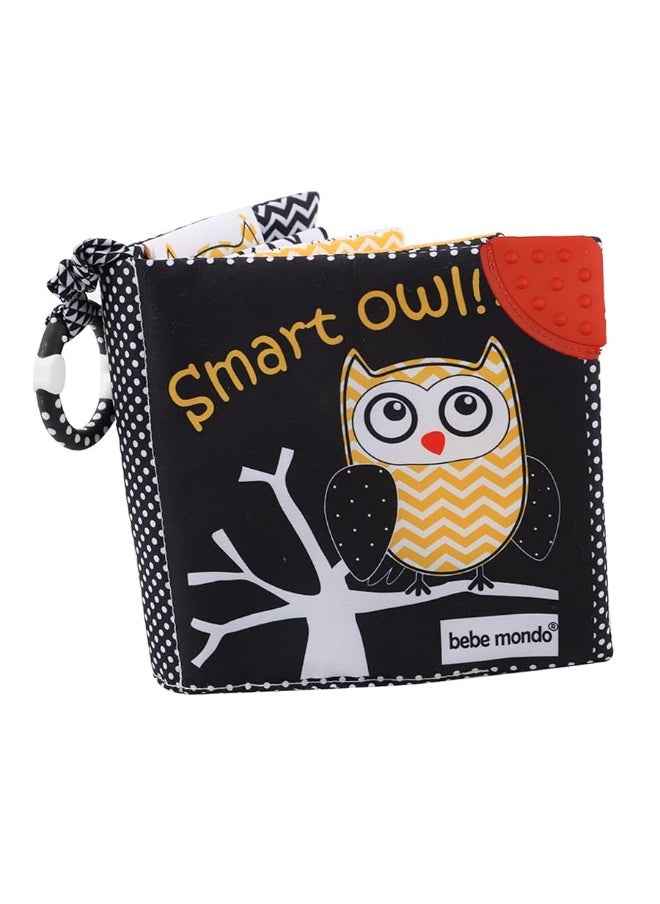 Bebe Mondo - Newborn Baby Book Toys 0 3 6 Months Soft Cloth Crinkle Books for Babies,Infant Tummy Time Mirror Toys High Contrast Sensory Toys Black White 1 Year Old Stroller Toys 3-6 Months Boy Girl Gift-Owl Bee - Image 1