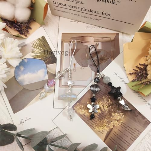 cioatu Homvog 1-4PCS Cute Phone Charms Aesthetic Y2K Cell Phone Charms Strap Strawberry Butterfly Star PhoneCharm Y2K Accessories for Bag Keychain Airpods Camera Pendants Decor (2x White Cloud Star) - Image 2