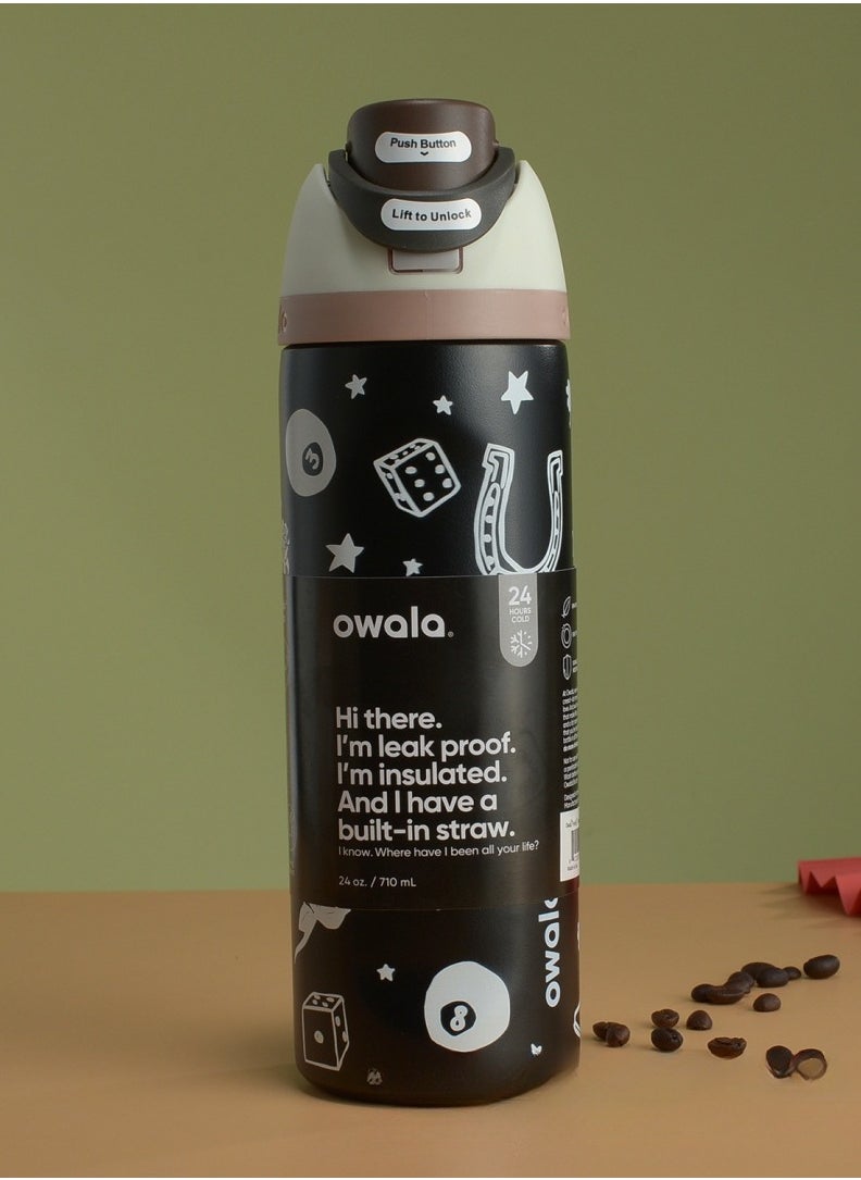 Owala - 24 Oz. Owala FreeSip Stainless Steel Water Bottle in Black Card - Image 1