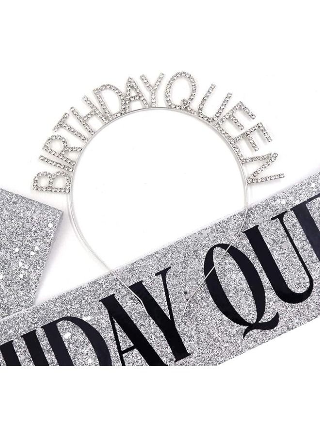 تاج عيد الميلاد للنساء ، مجموعة حزام عيد ميلاد الملكة وحزام رأس من حجر الراين ، حزام عيد ميلاد فضي لامع ، عصابة رأس لأعياد الميلاد ، هدايا حفلات أعياد الميلاد للفتيات - Image 4