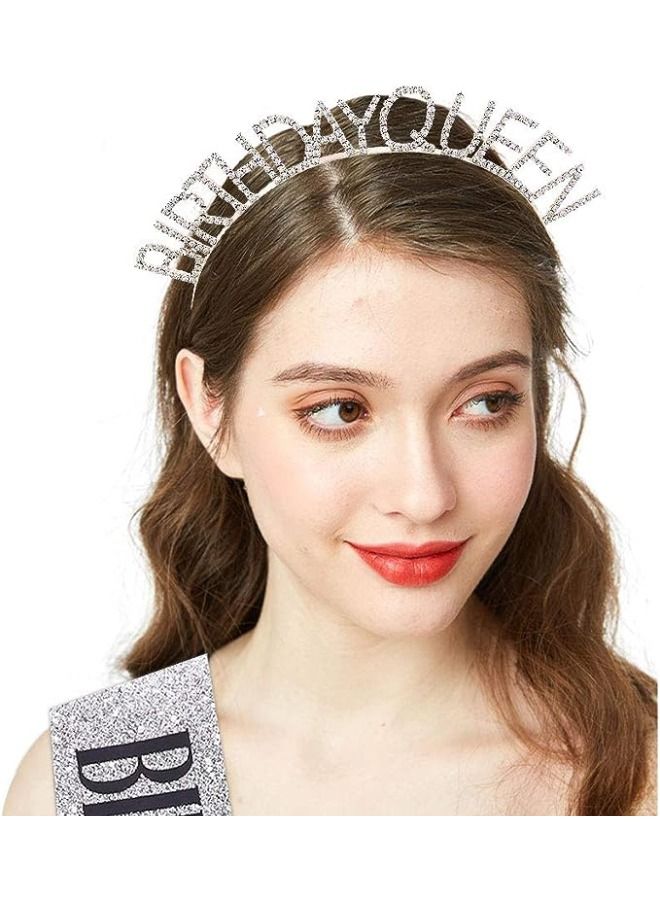 تاج عيد الميلاد للنساء ، مجموعة حزام عيد ميلاد الملكة وحزام رأس من حجر الراين ، حزام عيد ميلاد فضي لامع ، عصابة رأس لأعياد الميلاد ، هدايا حفلات أعياد الميلاد للفتيات - Image 2