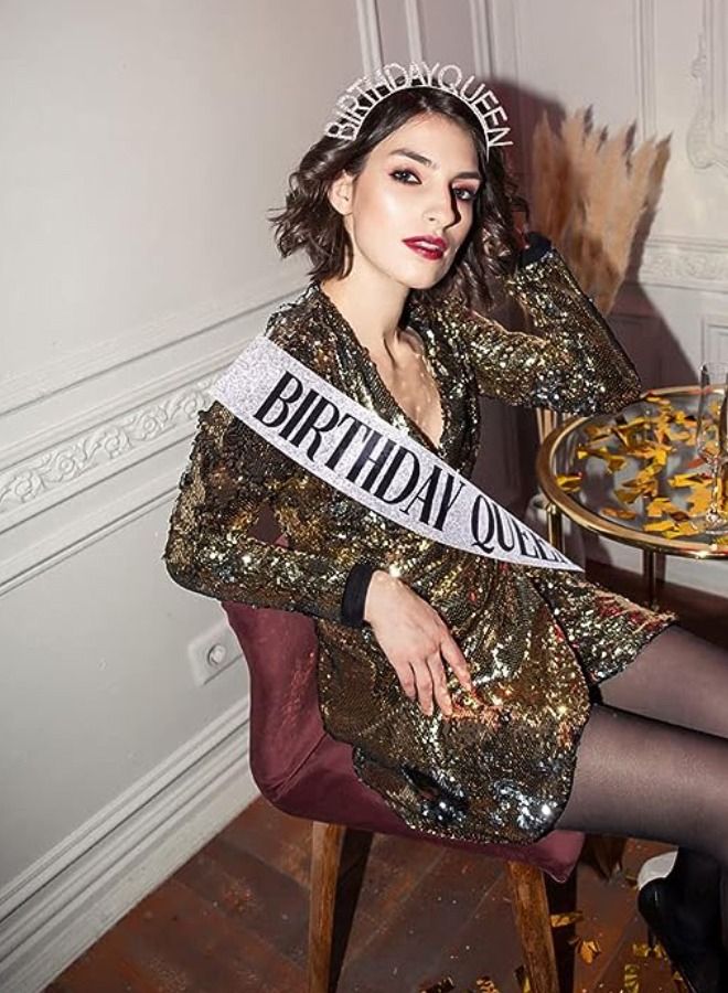 تاج عيد الميلاد للنساء ، مجموعة حزام عيد ميلاد الملكة وحزام رأس من حجر الراين ، حزام عيد ميلاد فضي لامع ، عصابة رأس لأعياد الميلاد ، هدايا حفلات أعياد الميلاد للفتيات - Image 5