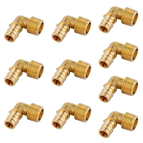 EFIELD Pack of 10 EFIELD Pex A Full Flow Expansion Brass Fittings 12x 12 Male MNPT Elbow ASTM F1960PEX196009710PCS - Image 1
