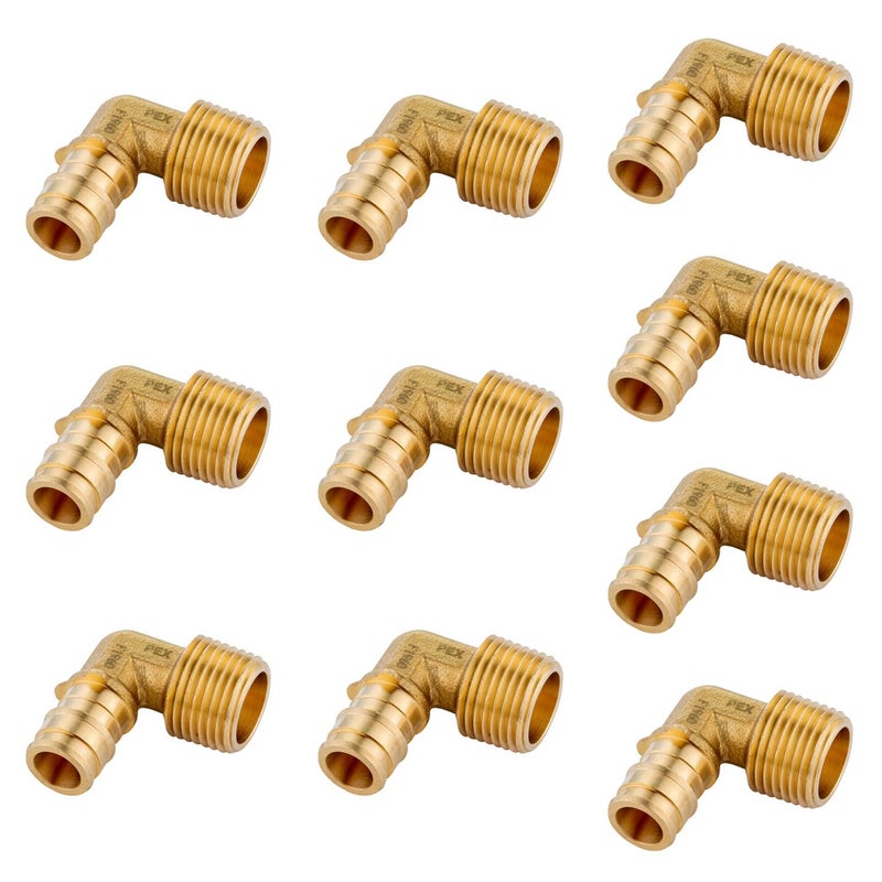 EFIELD Pack of 10 EFIELD Pex A Full Flow Expansion Brass Fittings 12x 12 Male MNPT Elbow ASTM F1960PEX196009710PCS - Image 2