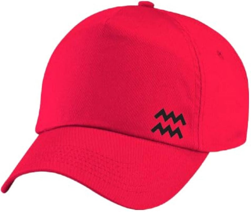 Red Cap with Aquarius zodiac Neon Black Logo